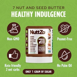 NuttZo Coconut Almond Dark Chocolate Keto Mixed Nut and Seed Butter | 7 Nuts & Seeds Blend, Keto-Friendly, Gluten-Free, Vegan, Kosher | No Added Sugar or Oil | 4g Net Carbs | 12oz Jar (Pack of 6)