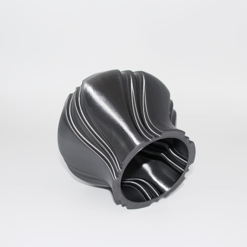 Grave Vase with Decorative Rosette Avalon (Anthracite)