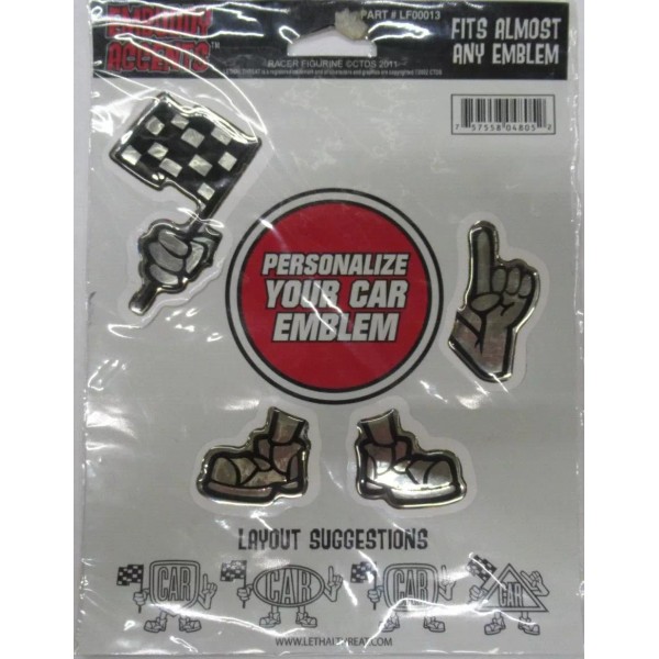 EMBUDDY ACCENTS LF00013 RACER FIGURINE STICKER DECAL