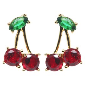 Healvian 1 Pair Aesthetic Cherry Earrings for Women Zircon Studs for Parties and Special Occasions Durable and Safe for Sensitive Ears Unique for