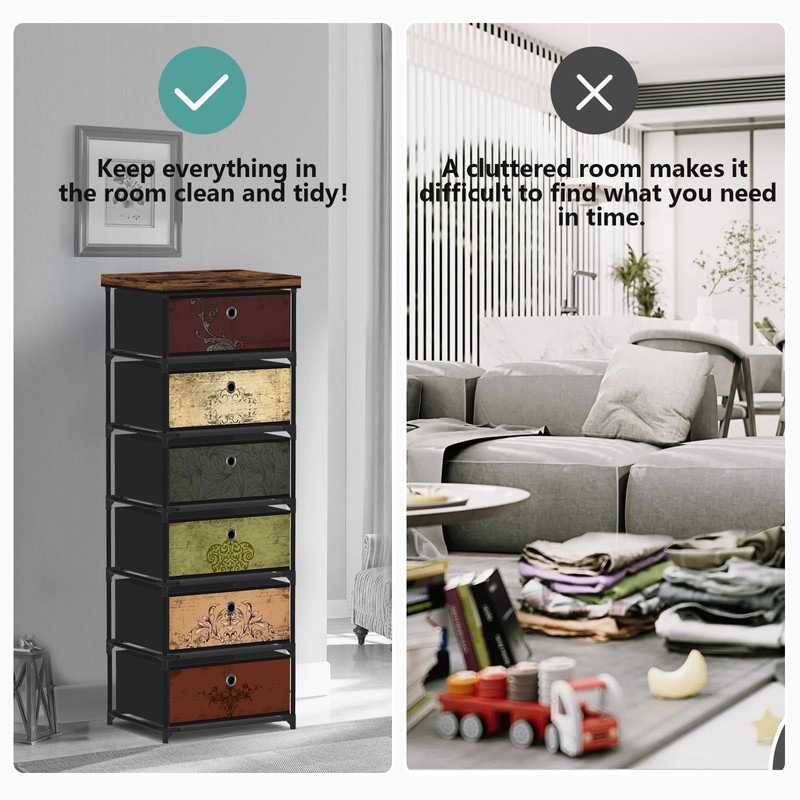 VASICAR 6 Drawers Storage Organizer Cabinet, Decorative Storage Chest, Small