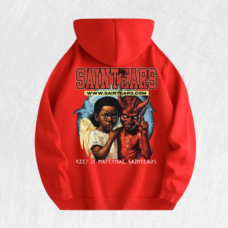 Saintears Angel & Devil Graphic Hoodie 100% Cotton US Warehouse