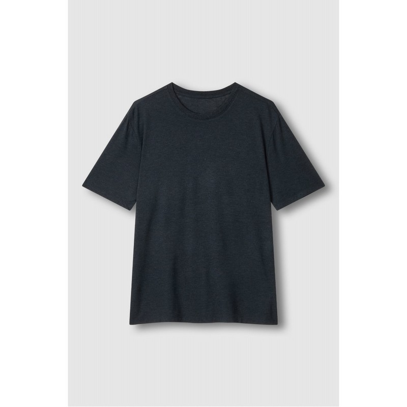 JAJU [JAJU] Men's Rayon Stretch Short Sleeve Lounge T-Shirt_Melange Navy