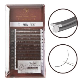 FELICIA [Dark Brown] Flat Lash Ultra Soft Eyelash Extensions Single Matsueku Eyelash D Curl 0.20 Thickness 0.3-0.5 inch (8-13 mm) Mix