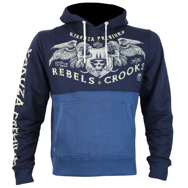Yakuza Premium Men's Sweatshirt 3623 Navy Hoodie, blue