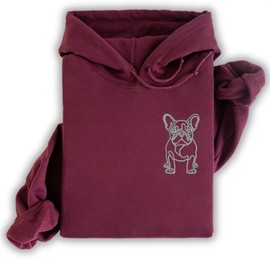 siviwonder Hoodie French Bulldog Frenchie gestickt Hund wählbare Stickerei kuschelig Stickerei personalisiert Farbe Burgundy, Größe XL