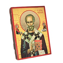 NKlaus Saint Nicholas Wonderworker, Christian Solid Wooden Icon 16 x 12.5 cm, Handmade 37041