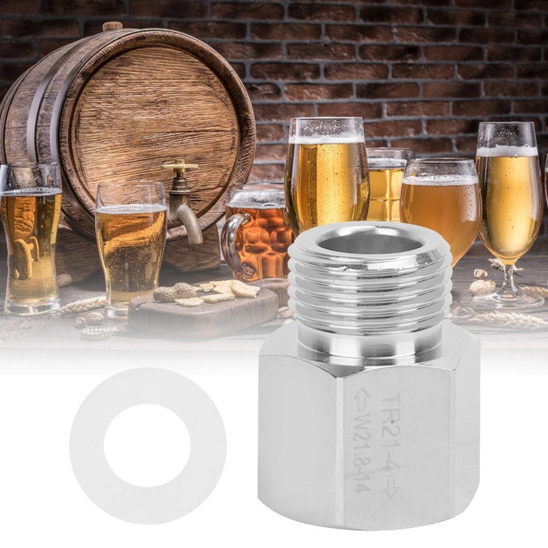 CO2 Tank Cylinder Adapter Converter Silver Female Thread TR21-4 to