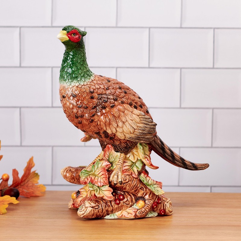 Fitz and Floyd Fall Harvest Pheasant Ceramic Figurine, 10.75 inch
