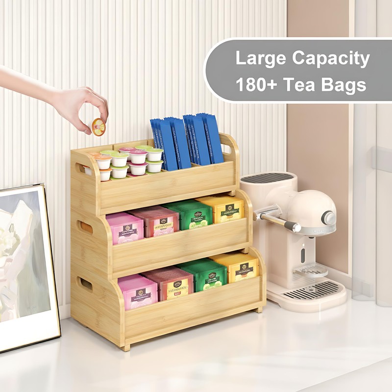 Wisuce Tea Holder for Tea Bags Organizer - Bamboo Tea