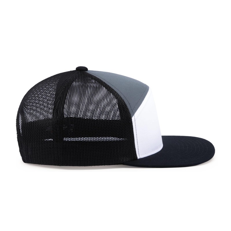 Pacific Headwear Standard 6-Panel Arch Trucker Snapback Cap, White/Graphite/Black