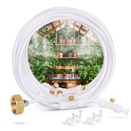 HOMENOTE White Misting Cooling System, Patio Mister for Cooling Backyard, Garden Greenhouse Watering, Trampoline Water Playing misting cooling - Size: 92FT