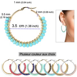 Aurstore Stainless Steel Hoop Earrings for Women Small Hula Hoop Trendy Jewelry Gifts for Women Girls Hypoallergenic and Multicolor, Stone