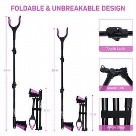 38" & 44" Extra Long Grabber Reacher Tool – 2 Pack Foldable Reacher Grabber Pickup Tools with 360° Rotating Jaw for Seniors, Hard-to-Reach Areas, Ergonomic Grip & Lightweight Design（Pink）