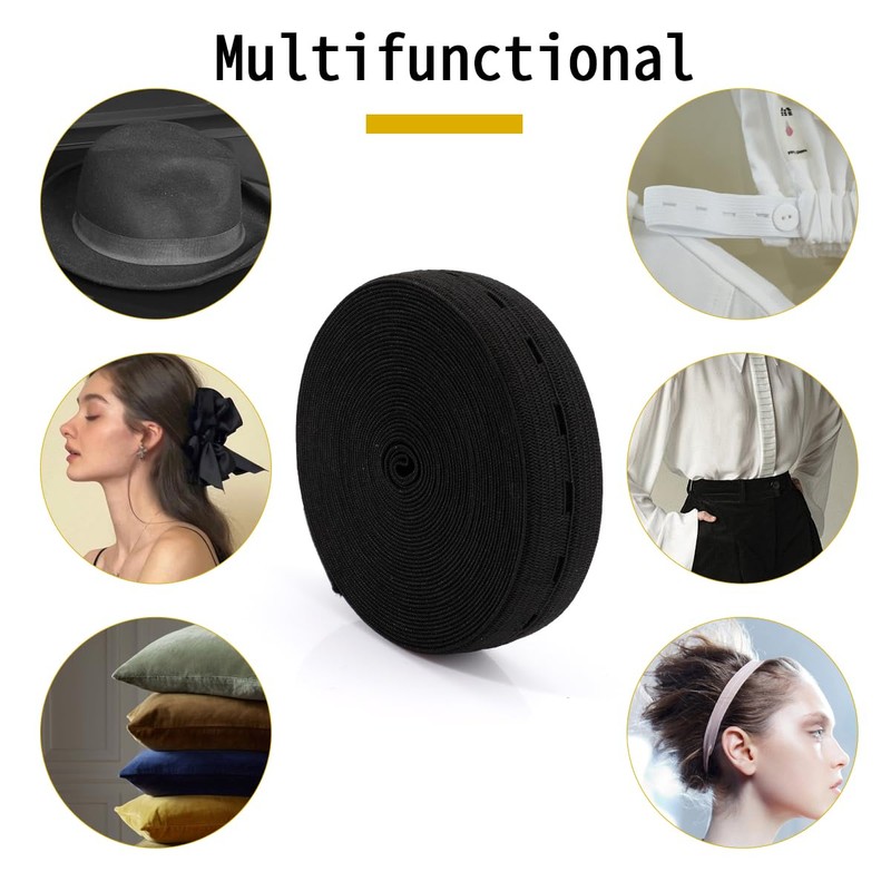 Elastic for Sewing,Black Elastic for Sewing,2cmx5m 1 Roll,Elastic Bands for