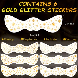 Sparkle Makeup Patches Face Glitter Makeup Speckles Glitter Freckles Face Tattoo (Gold)