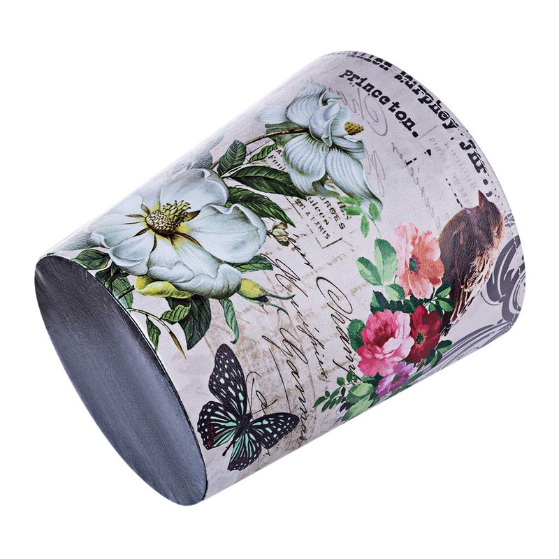 Lingxuinfo Scakbyer Small Trash Can Wastebasket, PU Leather Decorative Trash
