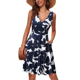GUBERRY Sundresses for Women 2025 Wrap Petite Floral Spring Dresses Casual Church Milkmaid Summer Clothes Beach Vacation Cruise Oufits Sun Dress for Women 2025 Trendy