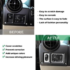 PIUGILH Console Dashboard Switch Button Trim Cover Kit Compatible with Hummer H2 2003-2007 Interior Accessories, Car Air Conditioner Headlight Switch Frame Trim Cover, 7Pcs (Silver)
