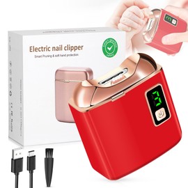 Electric Nail Clipper with LED Light, USB Rechargeable Nail Trimmer, 3-Speed Fingernail Manicure for Baby, Kids, Seniors, and Adults - Perfect for Elderly Nail Care-RED