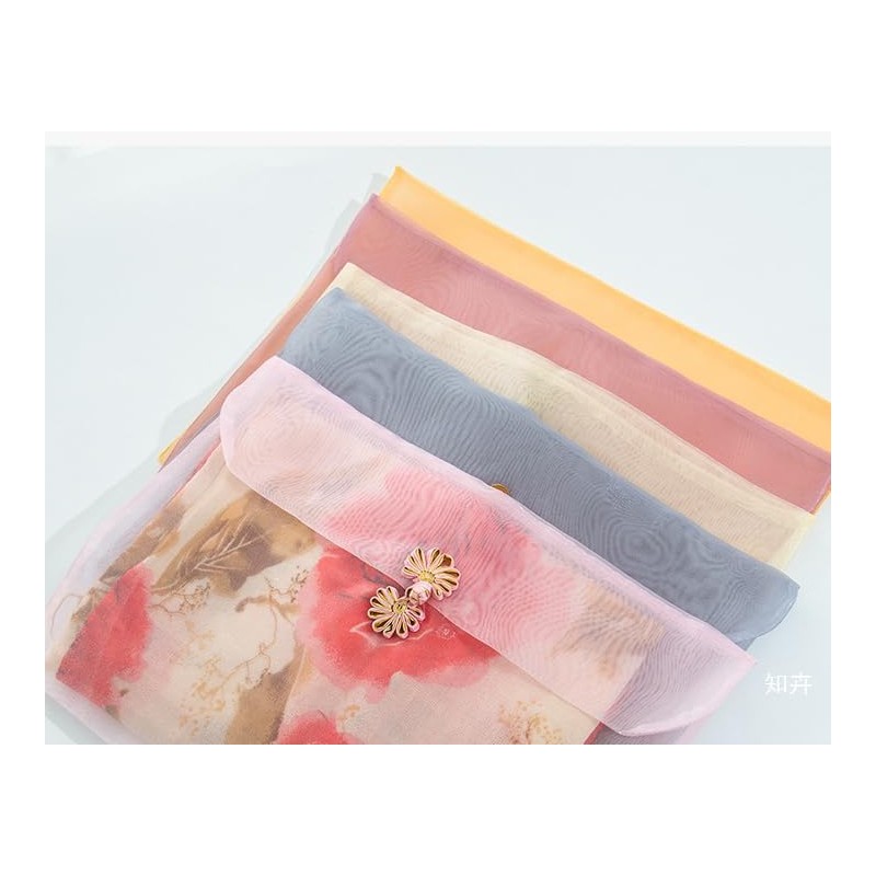 3 Pieces Scarf Storage Bag Beige Encrypted Matte Button Yarn