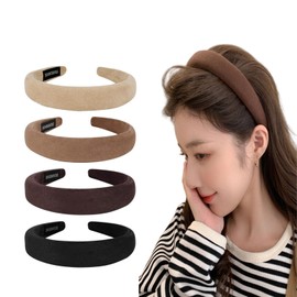 ANIS·KEAAR 4Pcs Padded Headbands for Women - Wide Chunky Non-Slip Fashion Hair Bands Cute Trendy Stylish Gifts with Soft Cushion Design (Style 01, Nomal)