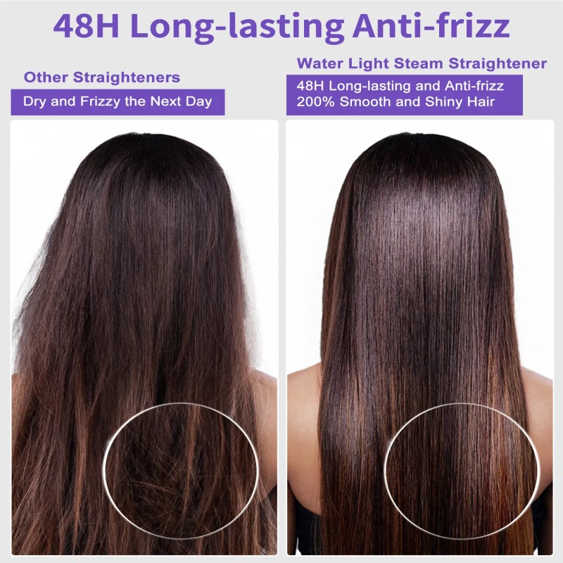 24-Hour Anti-Frizz Salon Titanium Vapor Flat Iron Professional High-End Steam