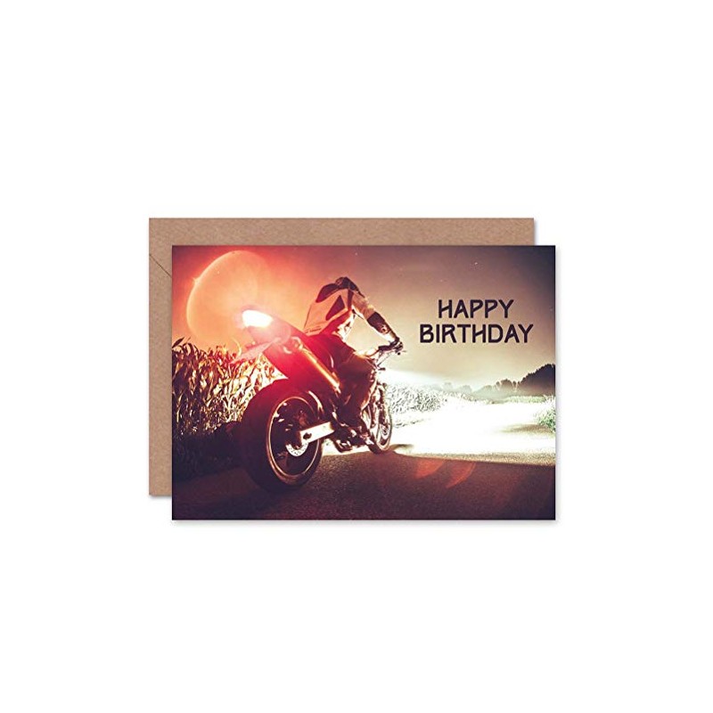 Wee Blue Coo CARD GREETING HAPPY BIRTHDAY MOTORCYCLE LIGHT