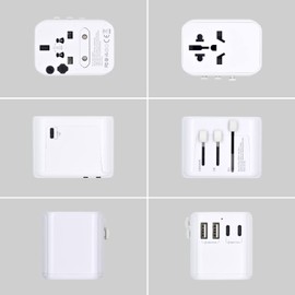 Ewent Travel Adapter Worldwide, Universal Travel Adapter, Universal Socket Adapter with 2 USB and 3 Type-C Ports, Travel Plug for Germany, England, USA, Australia and Over 224 Countries, Child