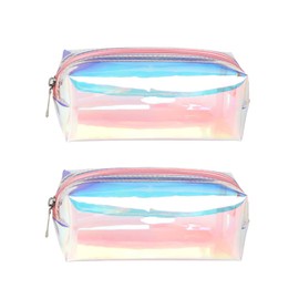 Holographic Makeup Bag Travel Cosmetic Pounch Large Zipper Pencil Case Colorful Pen Bag Waterproof Toiletry Bag for Women Girls