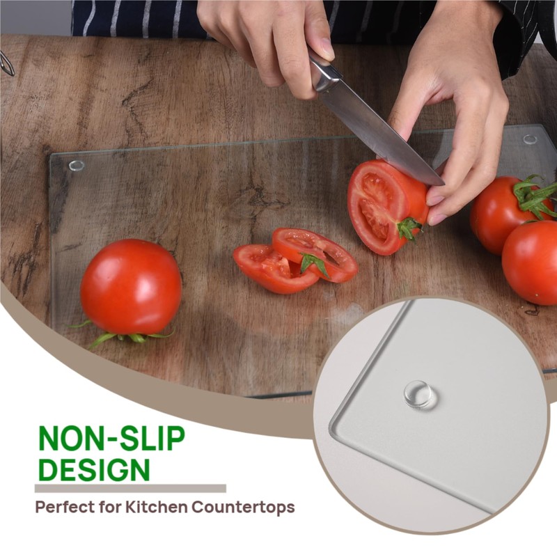 Phore Tempered Glass Cutting Board for Kitchen, Dishwasher Safe, Clear
