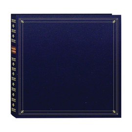Pioneer 300 Pocket Memo Photo Album - Archival, Memo Space, European Bonded Leather, Bookshelf Design, Fits 3.5 x 5 Inch Photos - Navy Blue