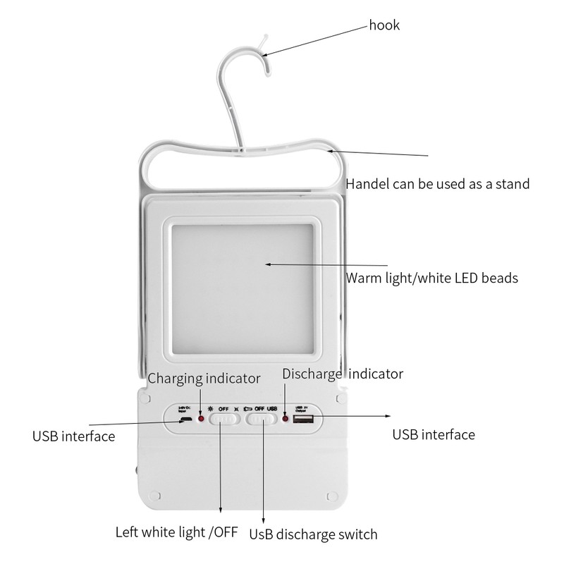 Solar Power Rechargeable Multifunctional LED Light Tent Lantern Lamp