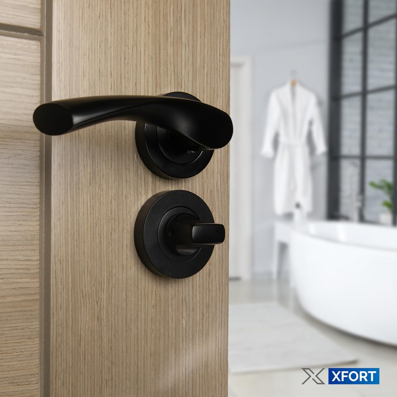 XFORT Matt Black Thumb Turn and Release Set, Bathroom Thumb