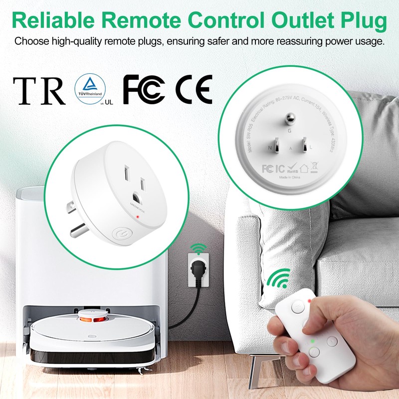 Remote Control Outlet, NineLeaf 4Set Wireless Plugs Outlet, Remote Light