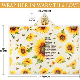 Christian Gifts for Women Faith, Religious Inspirational Gifts for Women, Sunflower Catholic Spiritual Gifts Bible Verse Wearable Blanket Hoodie, Christmas Birthday Gifts for Women Mom Sister Friends