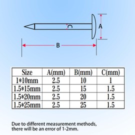 HVDHYY 500PCS Small Nails for Wood Black Round Head Small Wooden Nail Small Nails DIY Assorted Flat Head Nail 1.5 * 15mm