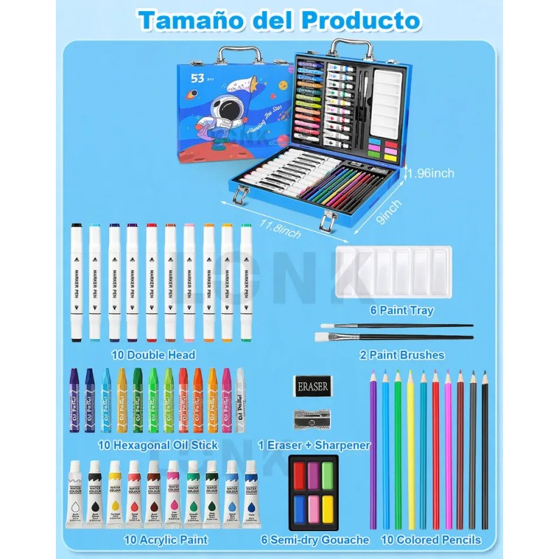 Set de Acuarelas y Acrílicas Lonk 53 Piezas con Marcadores,