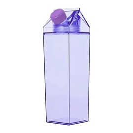 Jinberry 500ml/17oz Cute Leakproof Clear Milk Carton Water Bottle Portable Drinkware for Outdoor Climbing Tour or Camping
