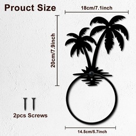 MAYJOYDIY Tropical Palm Tree Towel Ring, Black Metal Wall Mounted Holder, Summer Vacation Inspired Design, Beach Theme Home Decor for Bathroom Kitchen