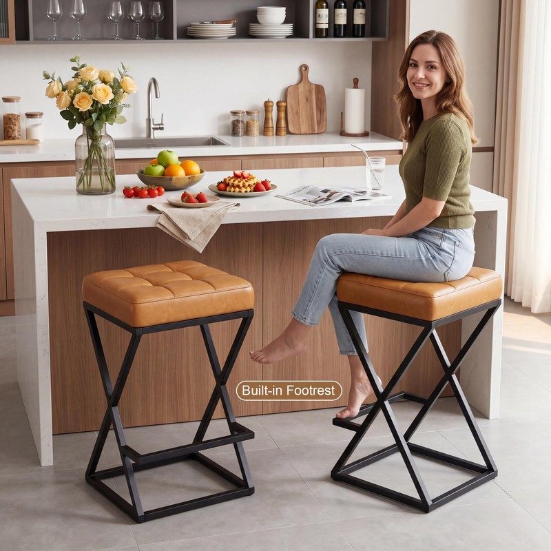 Andeworld 26" Counter Height Bar Stools Set of 2- Backless
