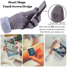 Zeltauto Women's Touch Screen Gloves Full Finger Plush Lining, Grey, M