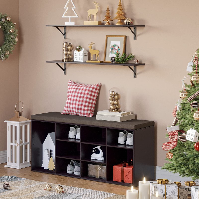 DINZI LVJ Shoe Storage Bench with Cushion, Cubby Shoe Rack