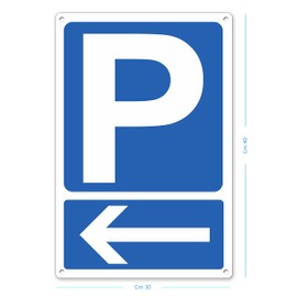 Pubblimania 3mm Aluminium Composite Arrow Left Parking Sign for Outdoor or Indoor Use (Parking Left 20x30)
