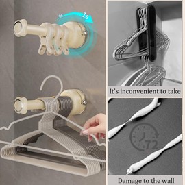 Hanger Organizer, Extendable Hanger Holder Laundry Room Organization and Storage Space Saving, Removable and Reusable, Holding up to 20 Velvet/Wire/Plastic Hangers (White)