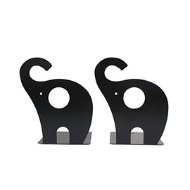 Cute Cartoon Elephant Shape Nonskid Metal Bookends for Kids Gift Decoration(Black)