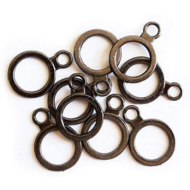 Hand P24 Vintage Copper Circle Shape Zip Pulls, Keywords, Fixings with eyelet, Pack of 9