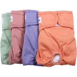 JoyDaog Female Dog Diapers for Small Dogs,4 Pack Reusable Washable Premium Puppy Diapers for Heat,Incontinence,Period Doggy Nappies,XS