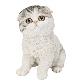 ウービア お座りスコティッシュフォールドたれ耳 グレー 10.5×8×12㎝ 人形 フィギュア 置き物 アニマル 動物 ガーデン 装飾 リアル かわいい ネコ H24164-1