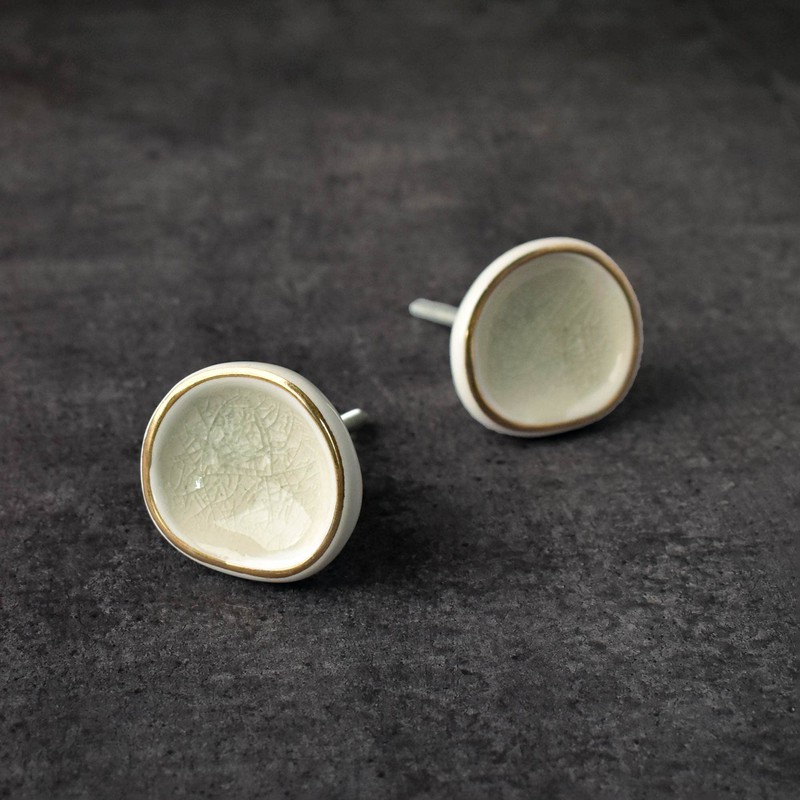 BROOK AND BIRCH Ceramic White Kitchen Cabinet Knob Wardrobe Dresser